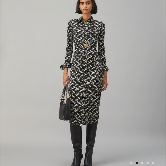 Tory Burch Printed Polo Dress 100% Silk - Picture 2 of 8